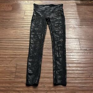 SPANX Faux Leather Black Camo Leggings Size M